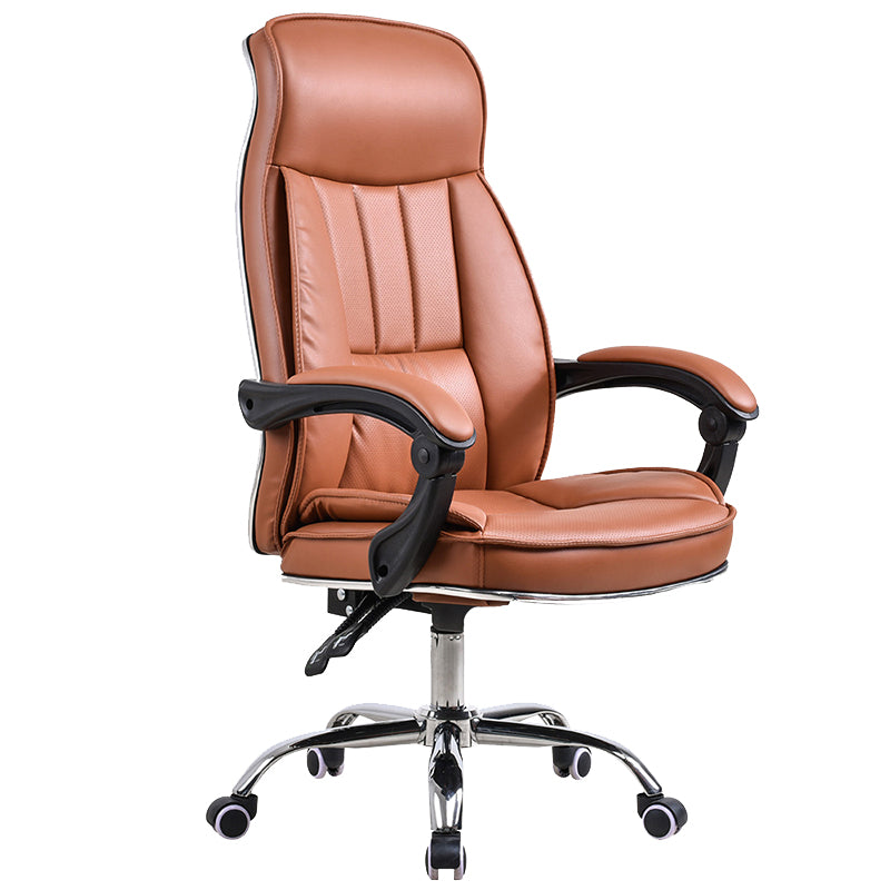 Modern Pillow Included Chair High-Back Leather Desk Chair with Wheels