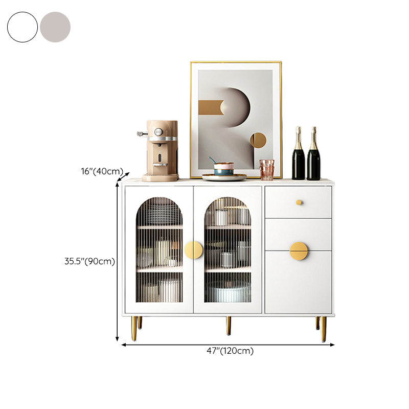 Contemporary Buffet Sideboard Stone Buffet Stand with Cabinet and Drawers