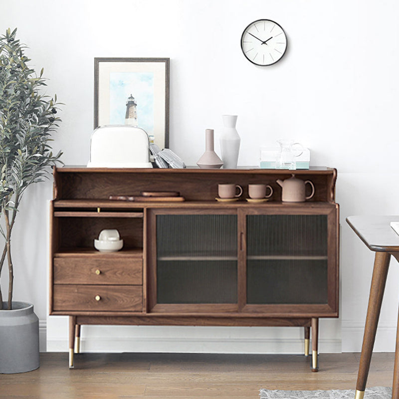 Contemporary Buffet Sideboard Solid Wood Side Board with Cabinets and Drawers