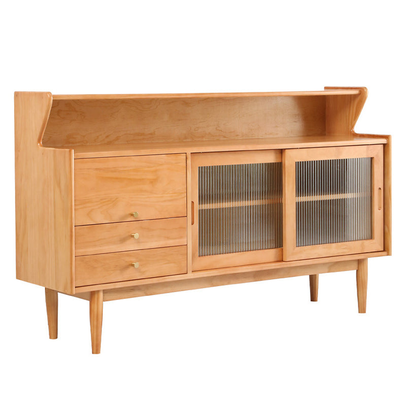 Contemporary Buffet Sideboard Solid Wood Side Board with Cabinets and Drawers