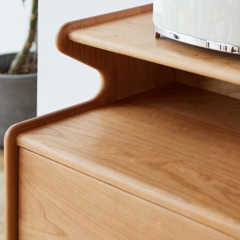 Contemporary Buffet Sideboard Solid Wood Side Board with Cabinets and Drawers