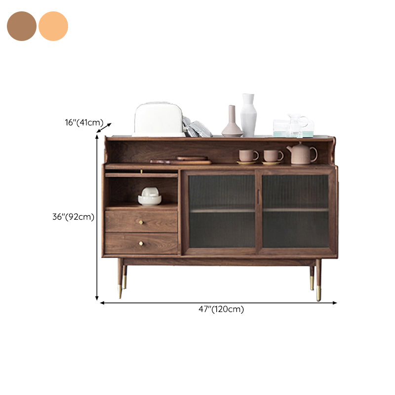 Contemporary Buffet Sideboard Solid Wood Side Board with Cabinets and Drawers