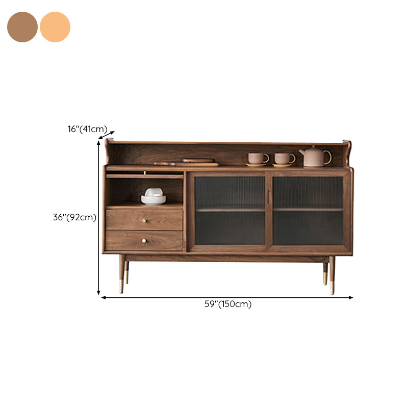 Contemporary Buffet Sideboard Solid Wood Side Board with Cabinets and Drawers