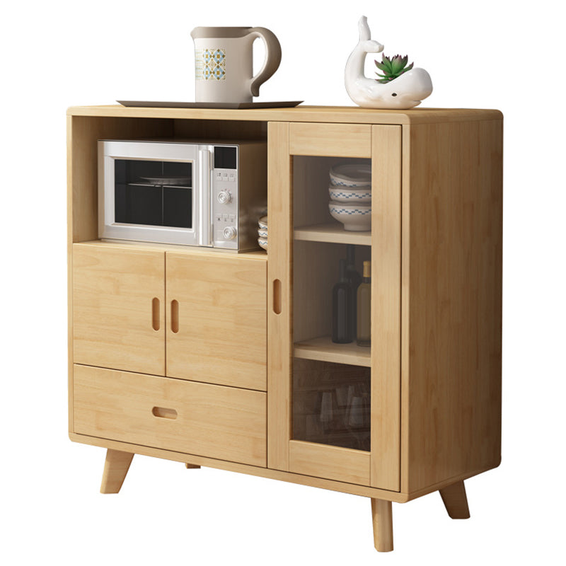 Contemporary Buffet Sideboard Solid Wood 38.4"H Side Board with Cabinets and Drawers