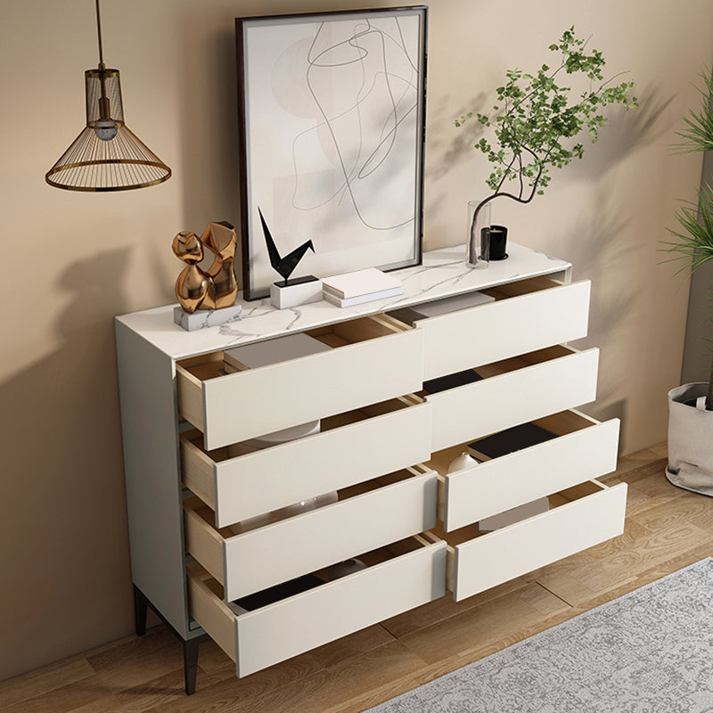 Contemporary Style Buffet Table Stone Side Board with Drawers