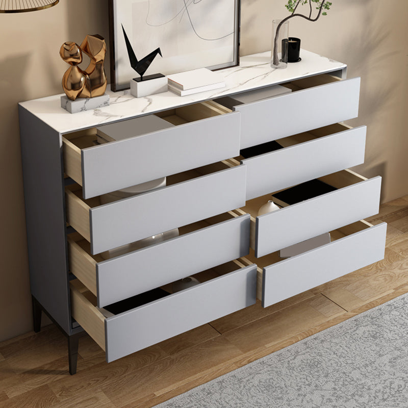 Contemporary Style Buffet Table Stone Side Board with Drawers