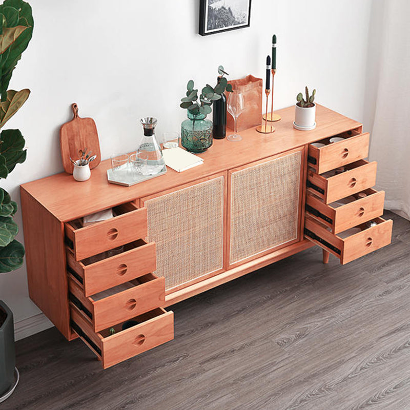 Contemporary Style Buffet Table Wood Side Board with Cabinet and Drawers