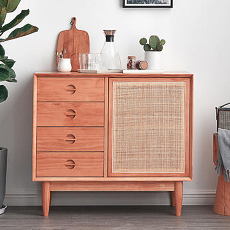 Contemporary Style Buffet Table Wood Side Board with Cabinet and Drawers