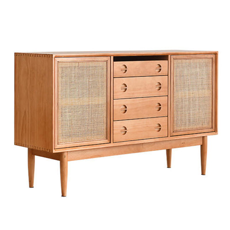 Contemporary Style Buffet Table Wood Side Board with Cabinet and Drawers