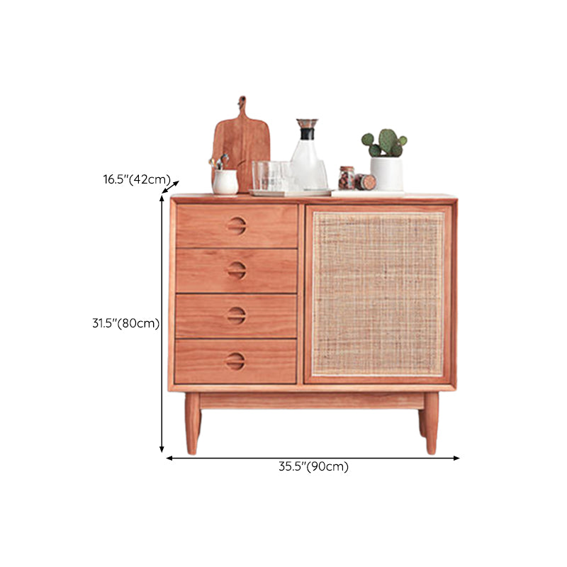 Contemporary Style Buffet Table Wood Side Board with Cabinet and Drawers