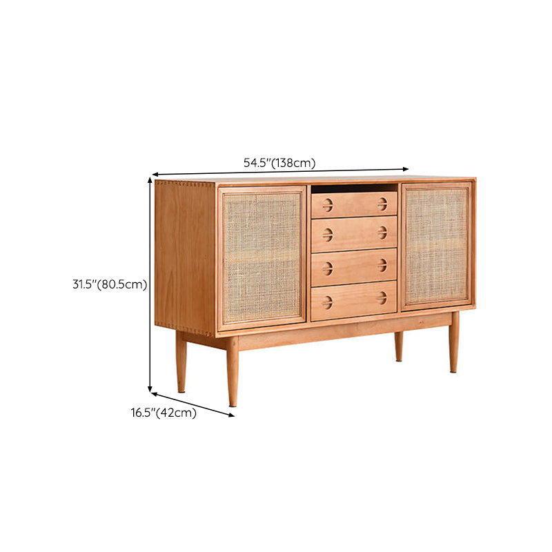 Contemporary Style Buffet Table Wood Side Board with Cabinet and Drawers