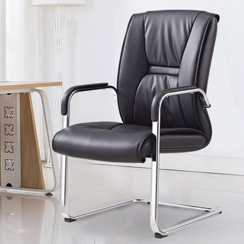 Modern Desk Chair Leather Computer Chair High-Back Chair No Wheels