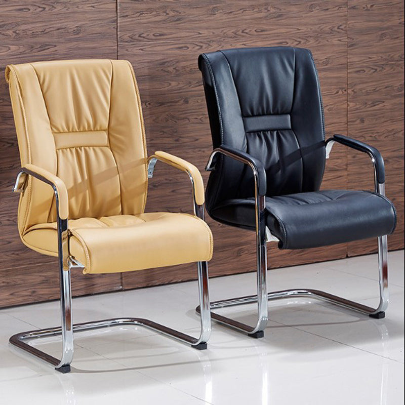 Modern Desk Chair Leather Computer Chair High-Back Chair No Wheels