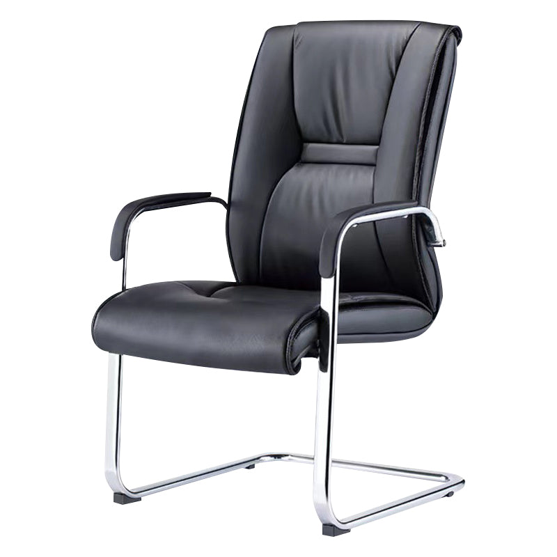 Modern Desk Chair Leather Computer Chair High-Back Chair No Wheels