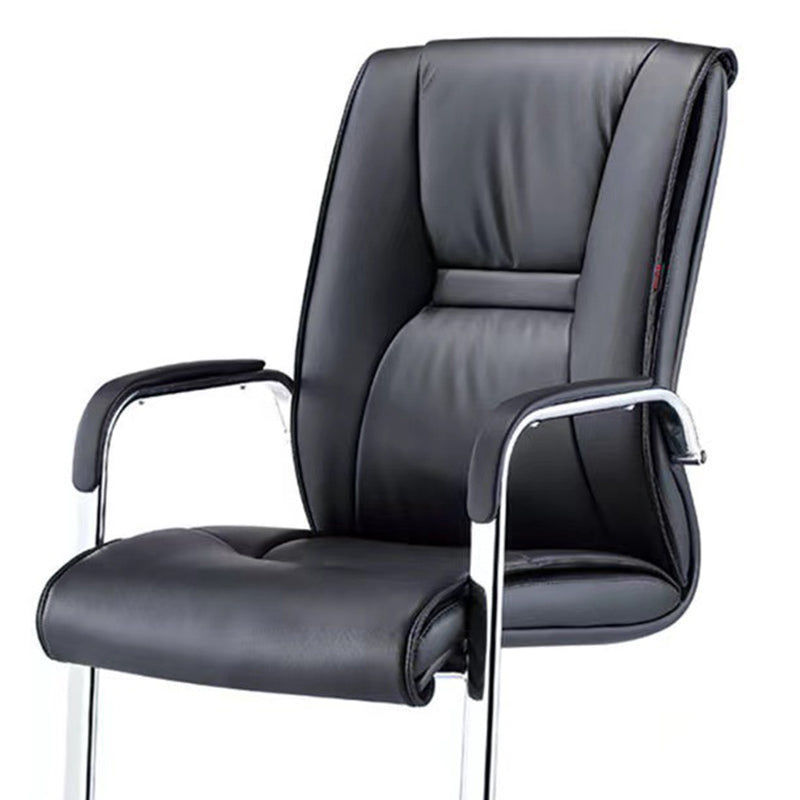 Modern Desk Chair Leather Computer Chair High-Back Chair No Wheels