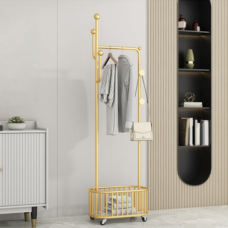 Gorgeous Metal Coat Rack Modern Style Coat Hanger with Storage Basket