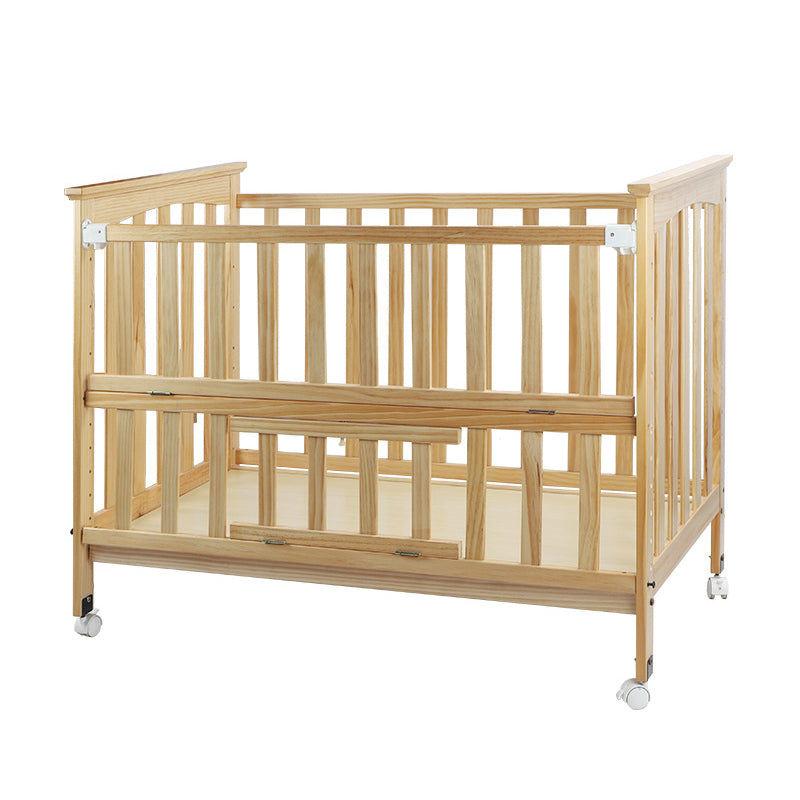 Convertible Baby Crib Wood Nursery Bed with Adjustable Height