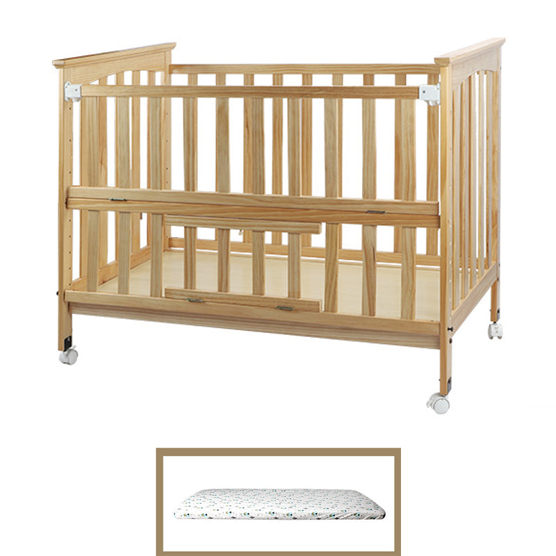 Convertible Baby Crib Wood Nursery Bed with Adjustable Height