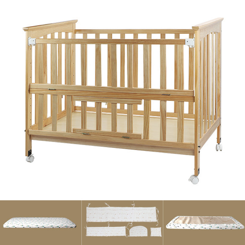 Convertible Baby Crib Wood Nursery Bed with Adjustable Height