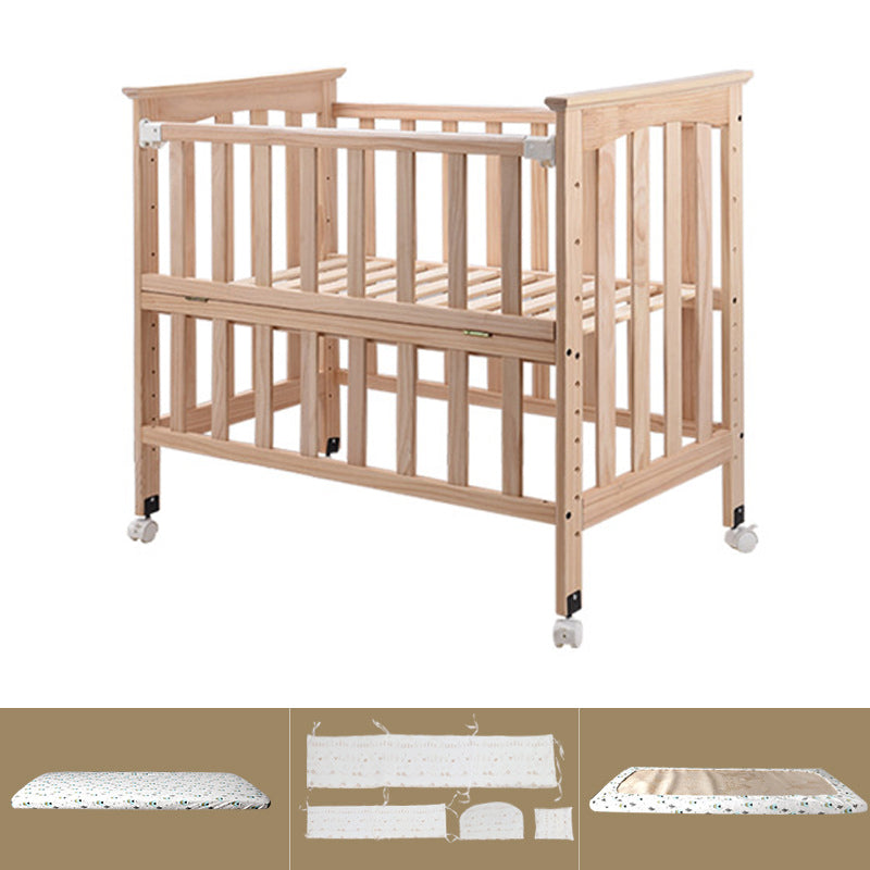 Convertible Baby Crib Wood Nursery Bed with Adjustable Height