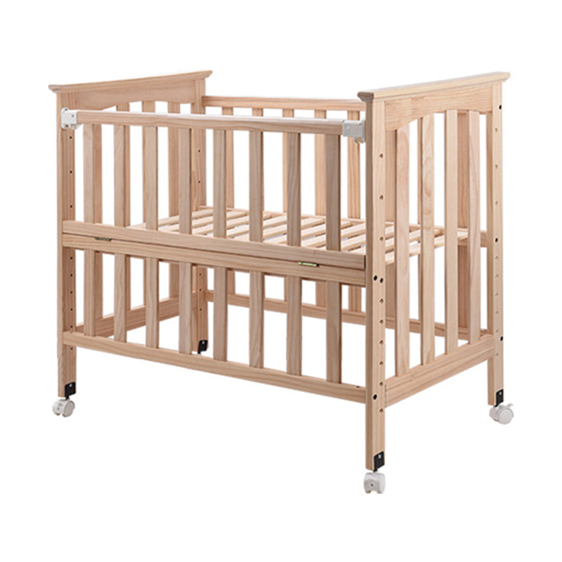 Convertible Baby Crib Wood Nursery Bed with Adjustable Height