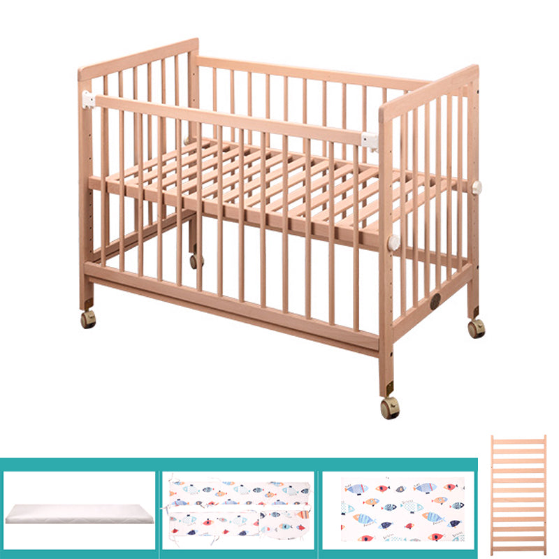 Convertible Baby Crib Wood Nursery Bed with Adjustable Height