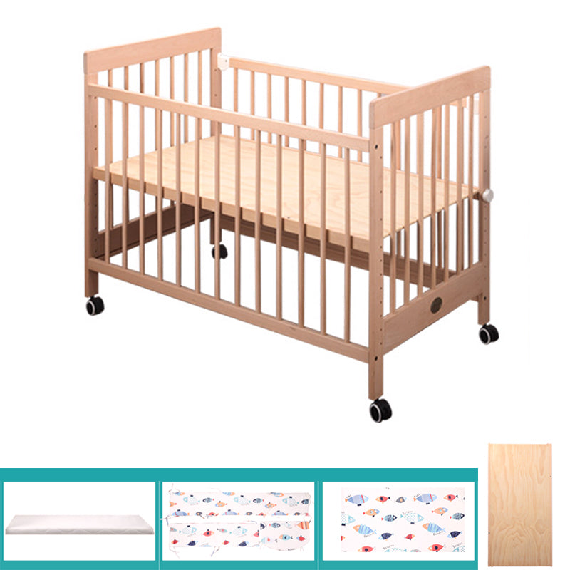 Convertible Baby Crib Wood Nursery Bed with Adjustable Height