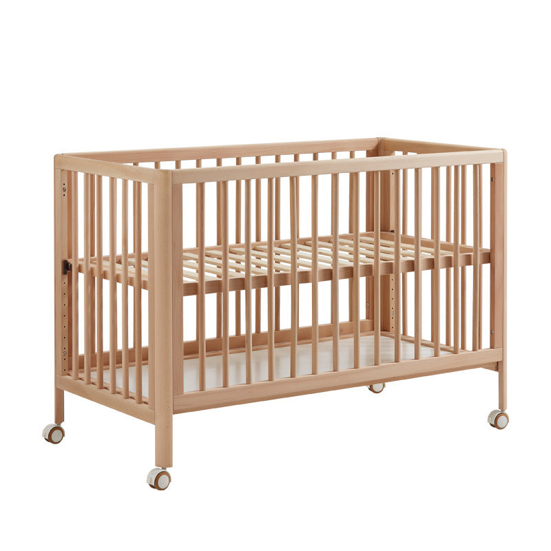 Modern Natural Color Kids Bed Open Frame Toddler Bed with Guardrails