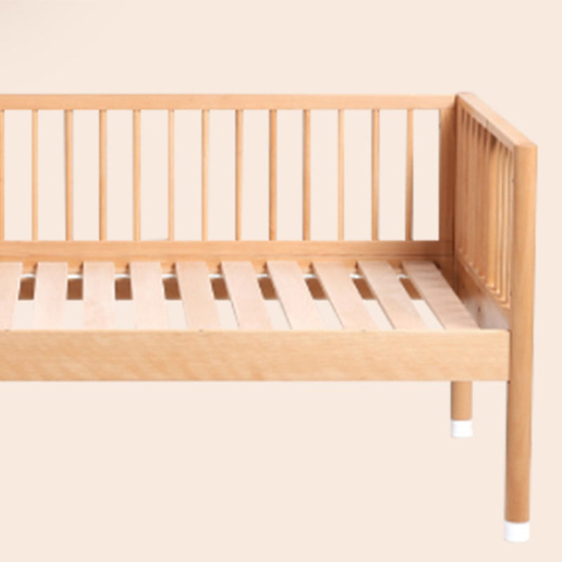 Modern Style Nursery Bed with Guardrail Light Wood Nursery Crib