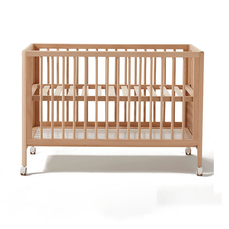 Farmhouse / Country Beech with Guardrail Light Wood with Adjustable Height Baby Crib