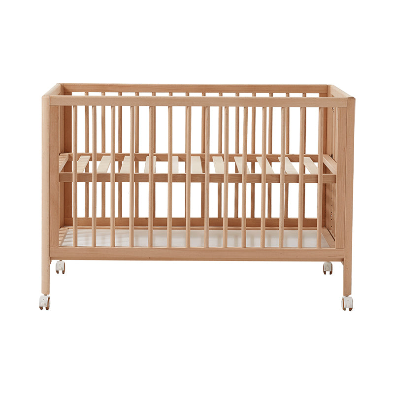 Farmhouse / Country Beech with Guardrail Light Wood with Adjustable Height Baby Crib