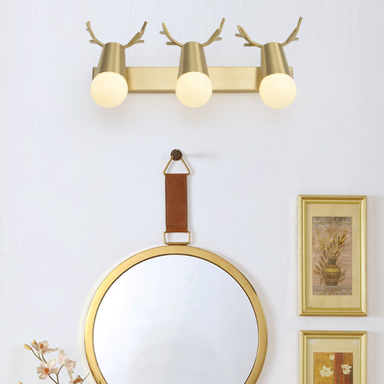 Modern Wall Light Fixture Antler-shaped Wall Mounted Lighting in Gold for Washroom