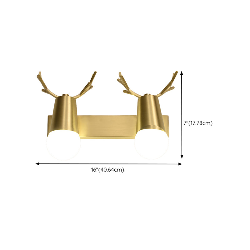 Modern Wall Light Fixture Antler-shaped Wall Mounted Lighting in Gold for Washroom