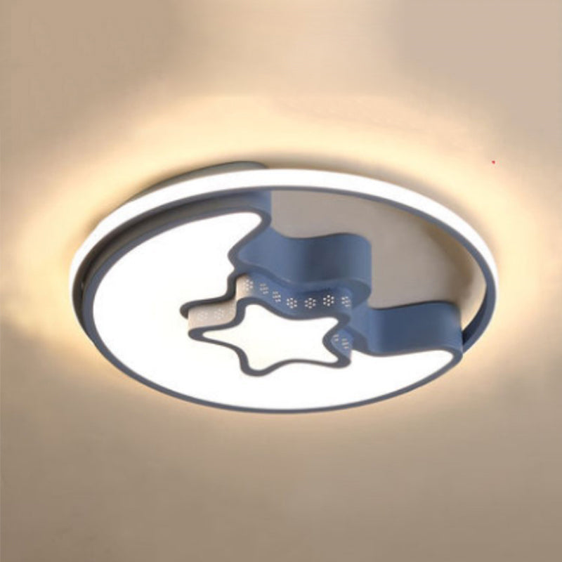 Metal Round Shape Flush Mount Light Kid-Style 3 Lights Flush Ceiling Light Fixtures