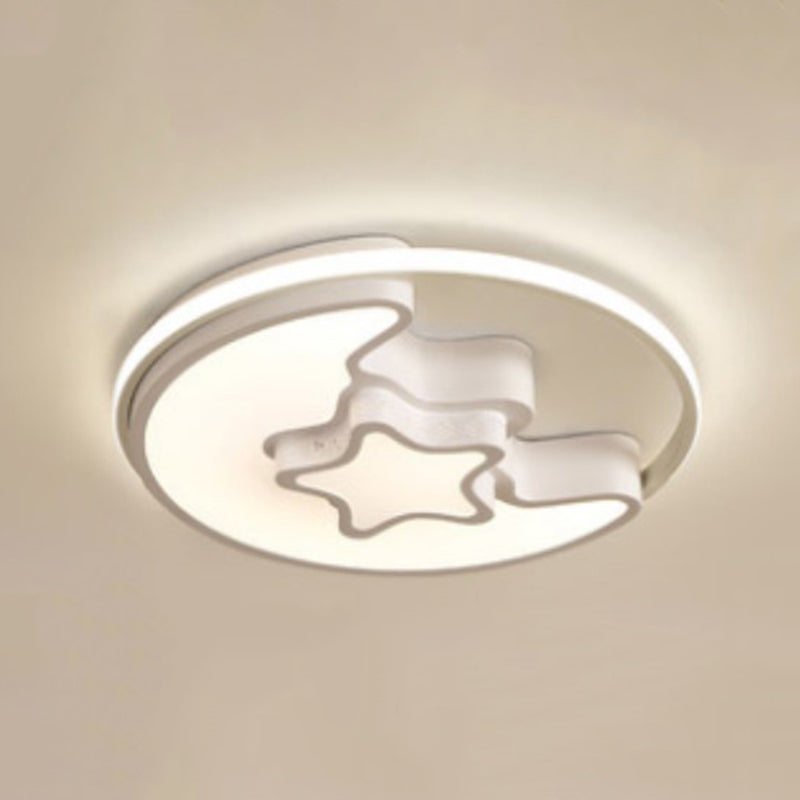 Metal Round Shape Flush Mount Light Kid-Style 3 Lights Flush Ceiling Light Fixtures