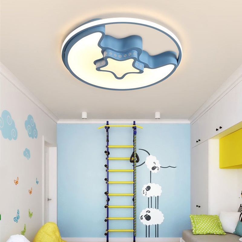 Metal Round Shape Flush Mount Light Kid-Style 3 Lights Flush Ceiling Light Fixtures