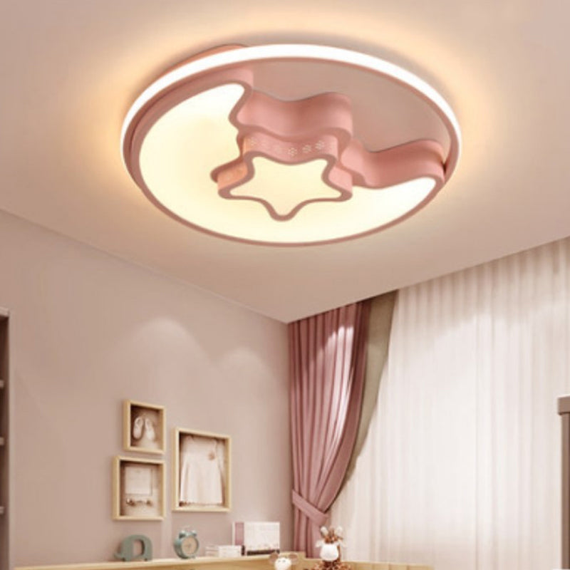 Metal Round Shape Flush Mount Light Kid-Style 3 Lights Flush Ceiling Light Fixtures