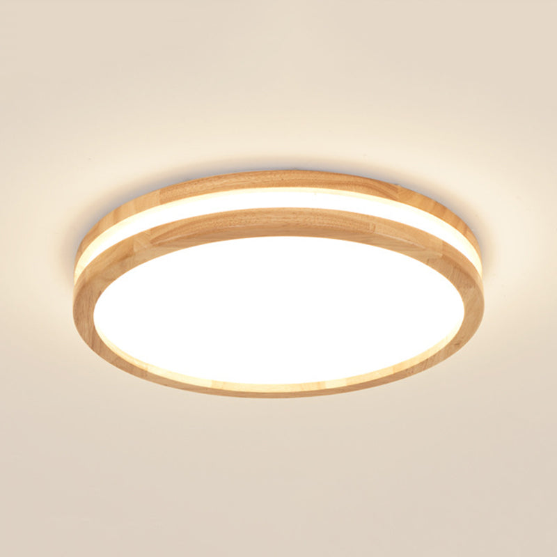 Simplicity Geometric Flush Mount Lamp Wood 1 Light Flush Mount Light Fixtures