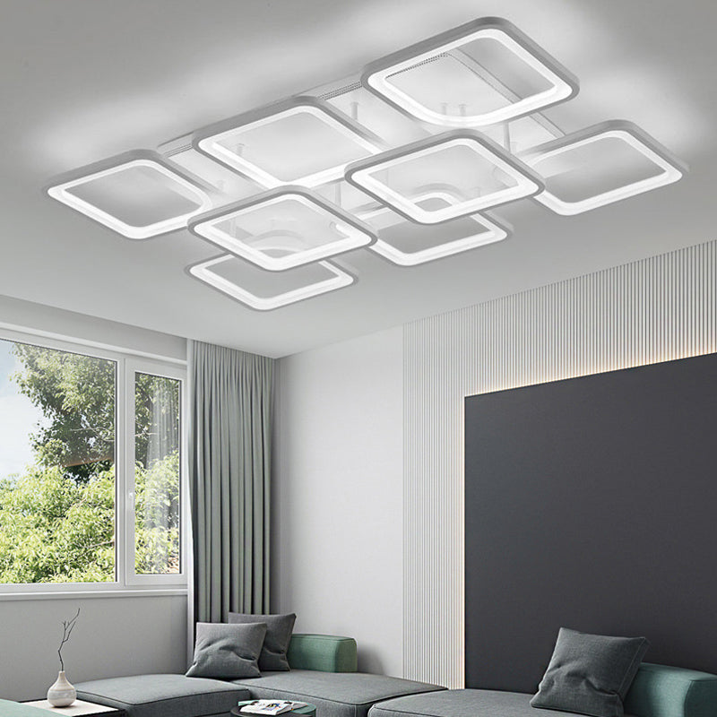 Modern Geometric Flush Ceiling Light Acrylic Flush Mount Lighting in White