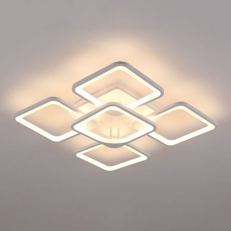 Modern Geometric Flush Ceiling Light Acrylic Flush Mount Lighting in White