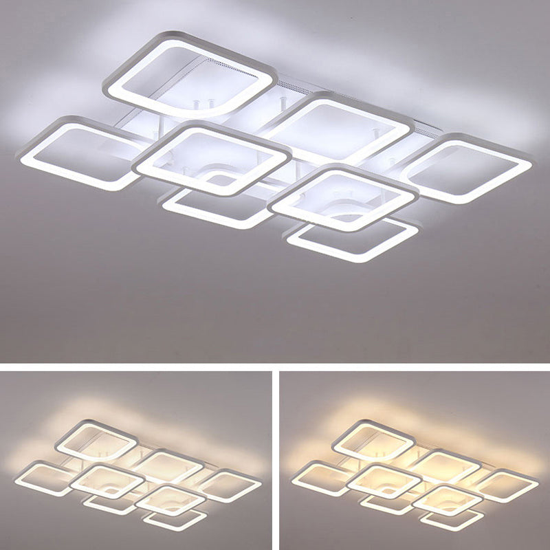 Modern Geometric Flush Ceiling Light Acrylic Flush Mount Lighting in White