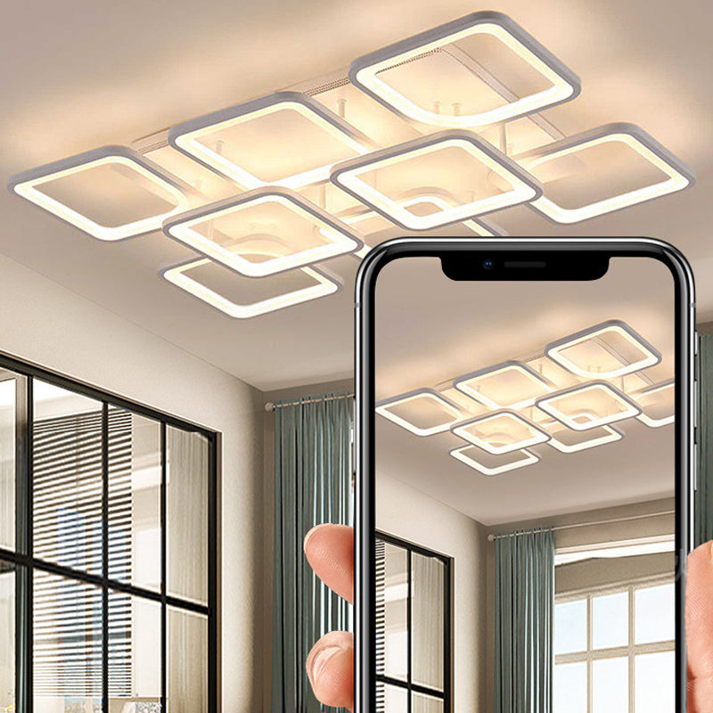 Modern Geometric Flush Ceiling Light Acrylic Flush Mount Lighting in White