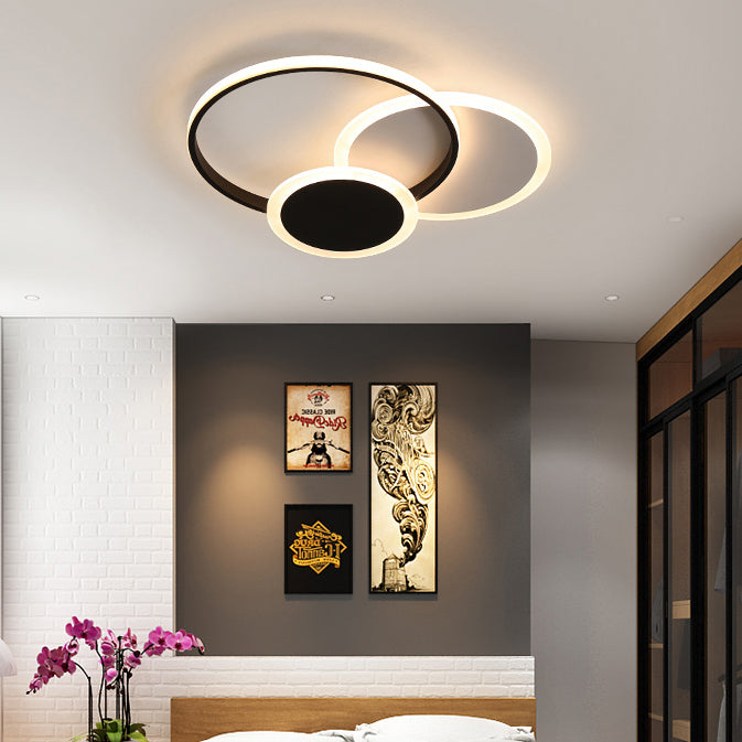 White / Black Contemporary Flush Mount Round / Square Cluster LED Metal Ceiling Flush