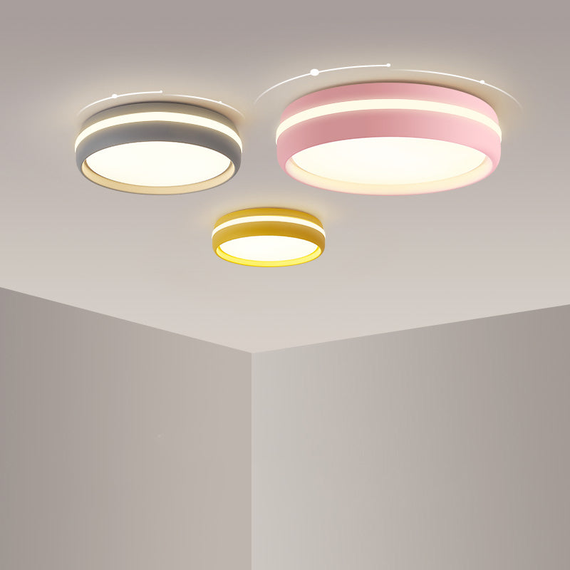 Modern Metal LED Flush Mount Circular Shape Ceiling Light with Acrylic Shade for Bedroom