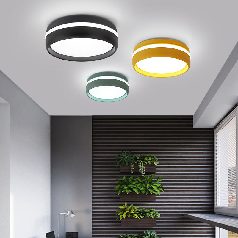 Modern Metal LED Flush Mount Circular Shape Ceiling Light with Acrylic Shade for Bedroom