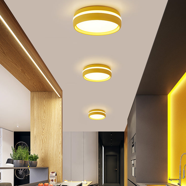 Modern Metal LED Flush Mount Circular Shape Ceiling Light with Acrylic Shade for Bedroom