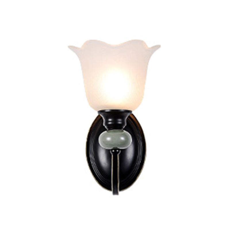 American Style Black Sconce Light Fixtures Glass Shade Wall Light Sconces