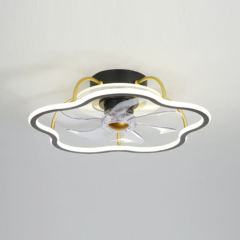 Black/Golden Fan with Light 7-Blade Modern Ceiling Fan for Bedroom