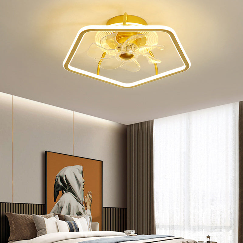 7-Blade Modernism Ceiling Fan Black/Golden Fan with Light for Bedroom