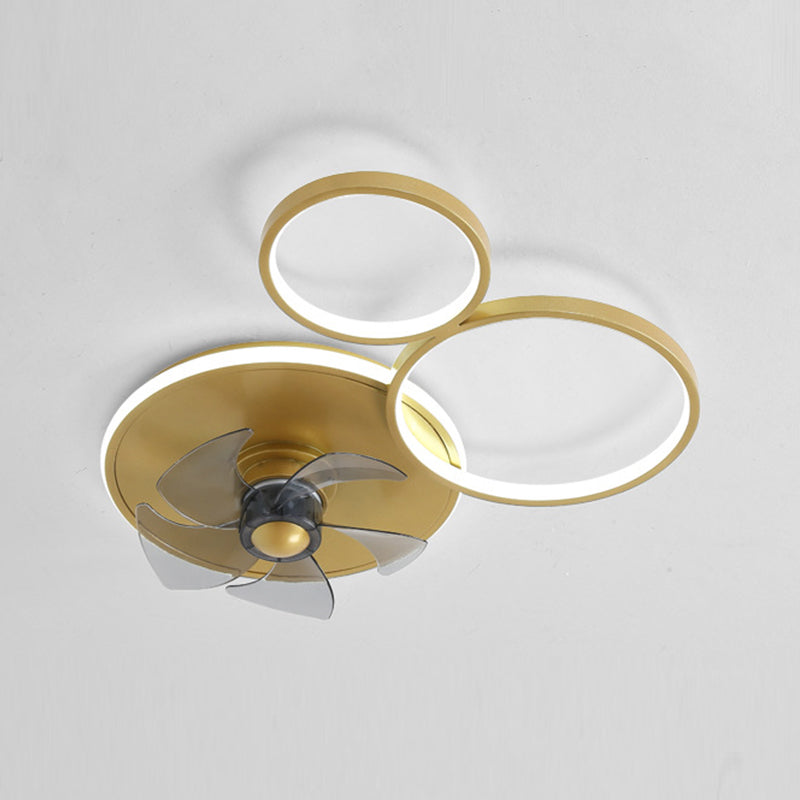 5-Blade Modernism LED Ceiling Fan Metallic Golden Fan with Light for Bedroom